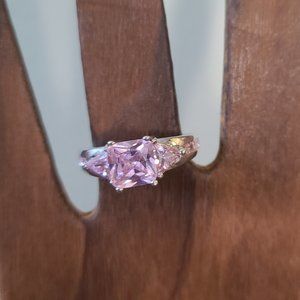 Pink Three Stone Ring